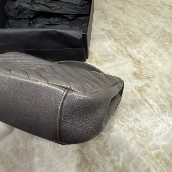 Saint Laurent Metallic Gray Quilted Shoulder Bag - Picture 6 of 9